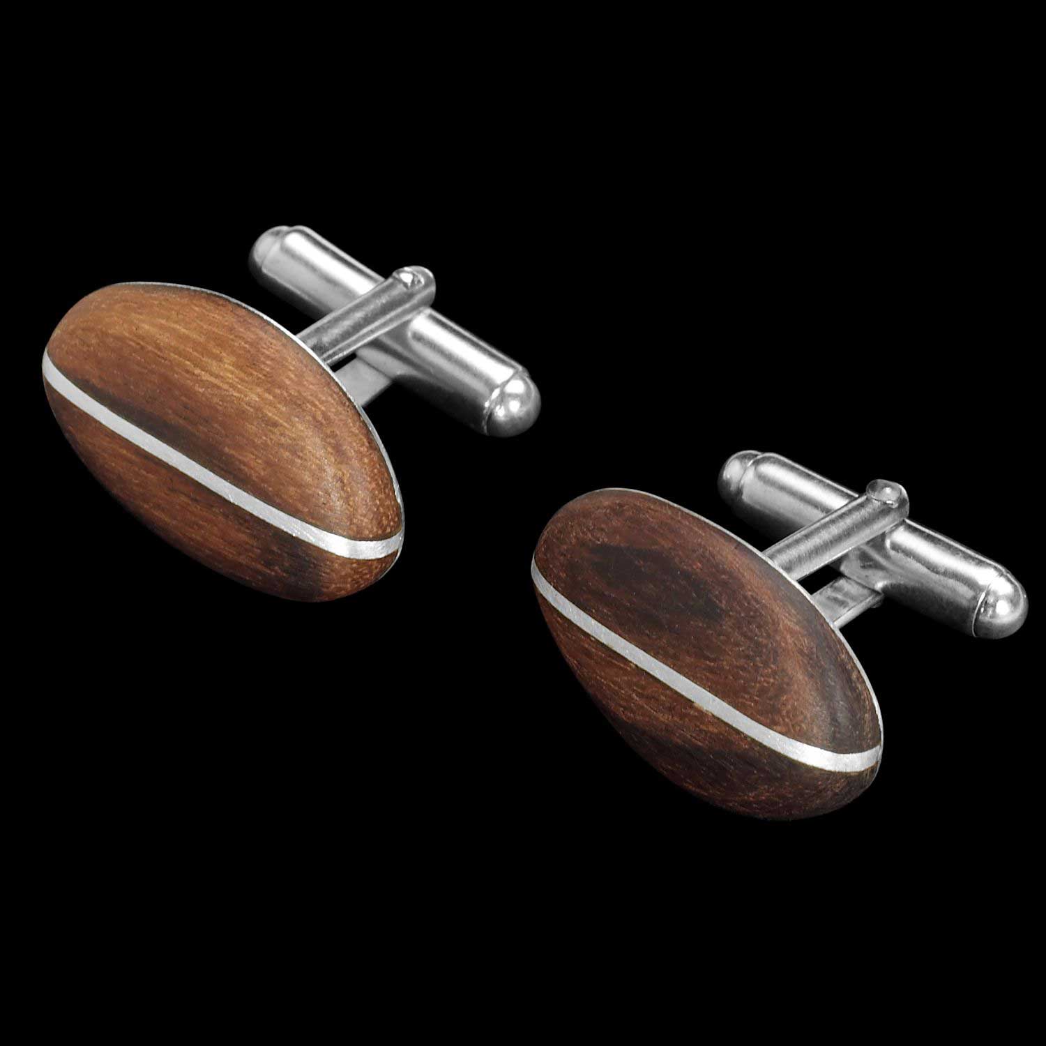 Stainless steel high quality cufflinks with dark brown wood and sandstone / silver cufflinks / wood cufflinks / wedding cufflinks / gift for man